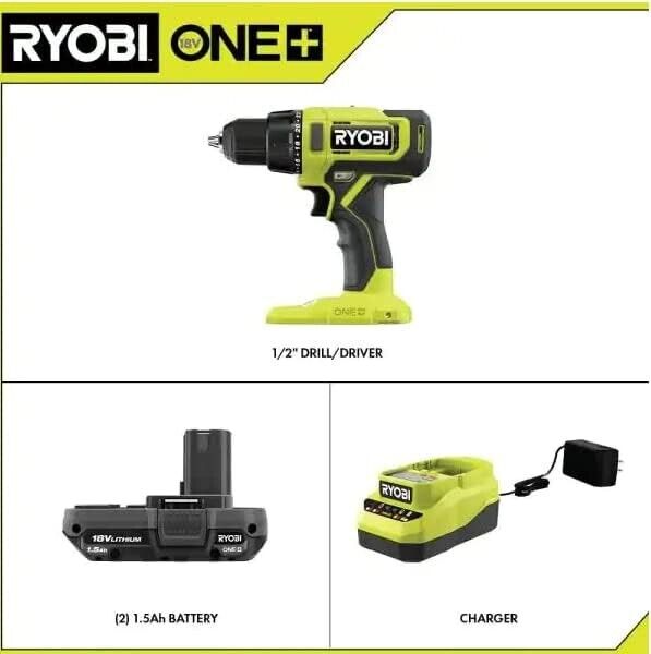 O.B. Ryobi One+1/2" Drill/Driver Kit PCL206K1, 18VTool with Battery + Charger