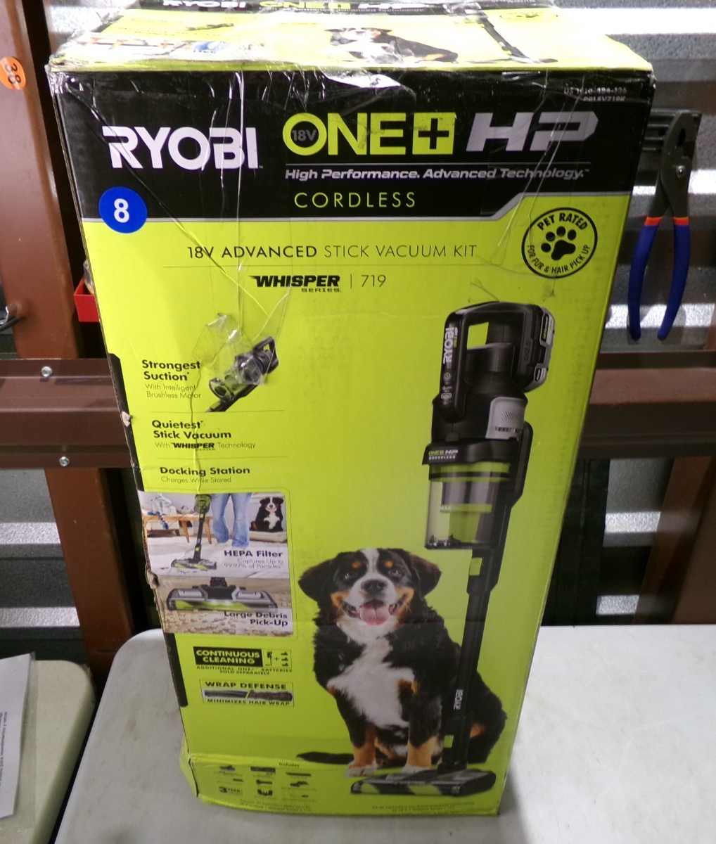 RYOBI 18V Cordless Advanced Whisper Series Stick Vaccum (PBLSV719) +Battery 86