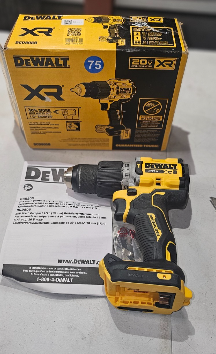DEWALT DCD805 20V Max XR Brushless Cordless 1/2 in. Hammer Drill/Driver (Tool...1