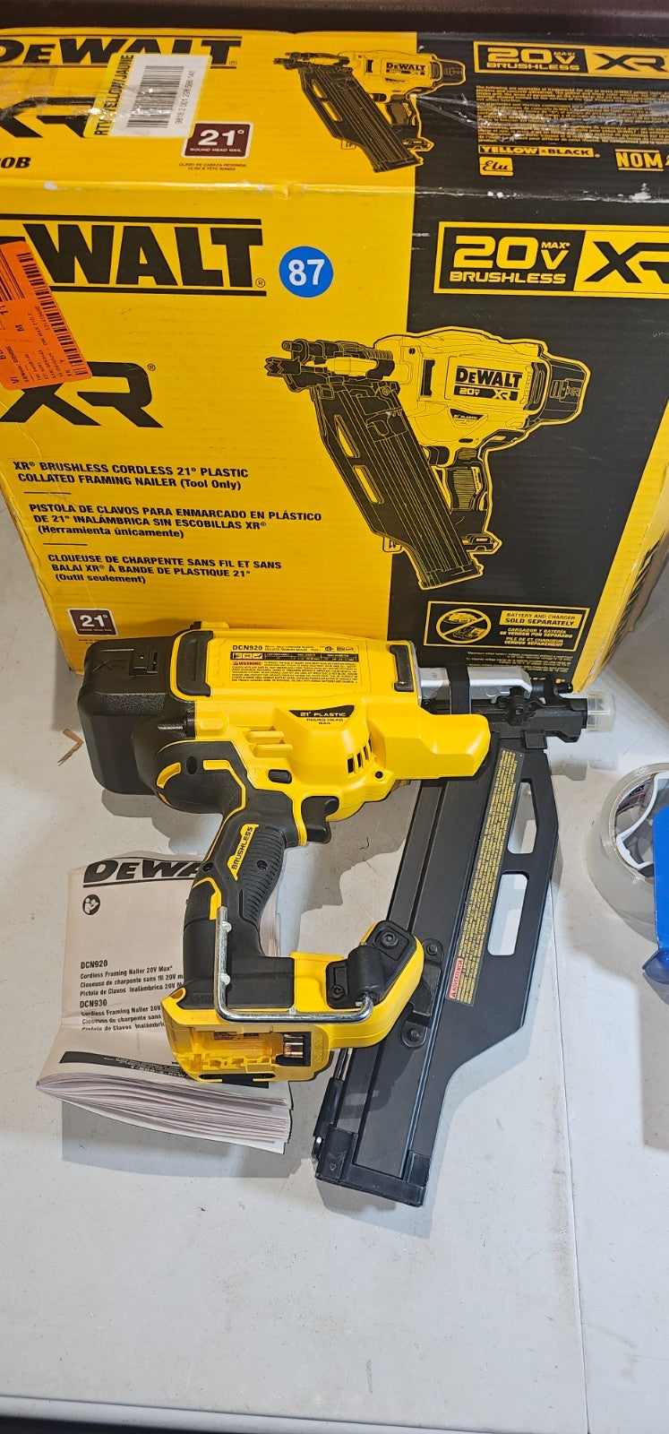 DEWALT 20V DCN920 FRAMING NAILER BARE TOOL ONLY 871