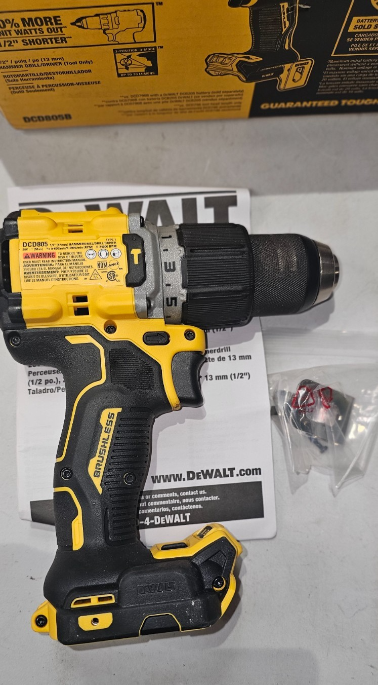 DEWALT DCD805 20V Max XR Brushless Cordless 1/2 in. Hammer Drill/Driver (Tool...4
