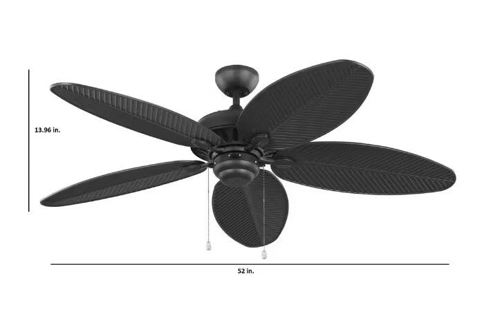 Monte Carlo 5CU52BK Cruise 52" Outdoor Matte Black Ceiling Fan w Palm Leaf Blade1