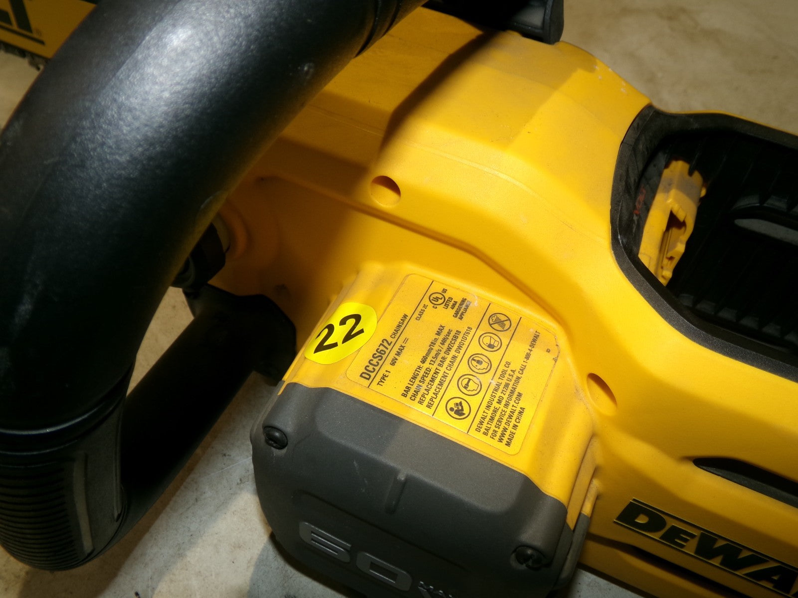 DEWALT 60V MAX* 18 in Brushless Cordless Chainsaw  Tool Only DCCS6721