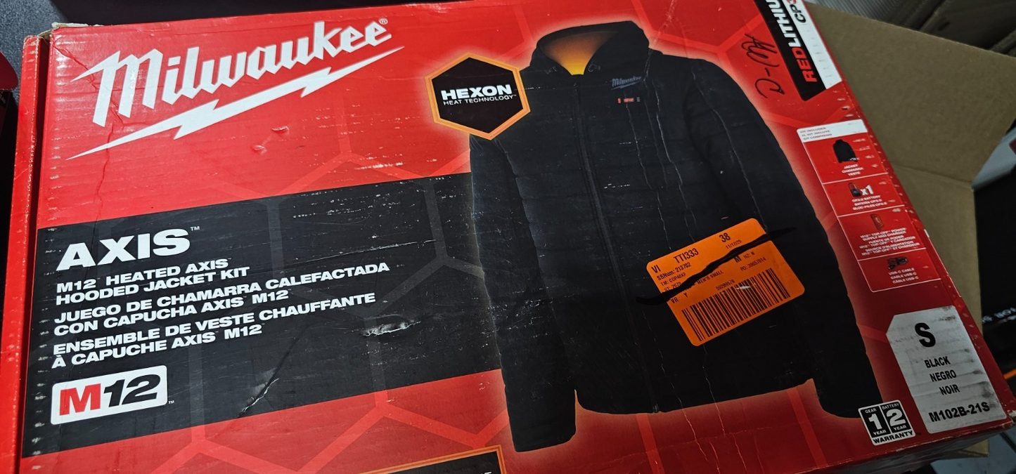 Milwaukee Men's Small M12 12V AXIS Black Heated Jacket NO BATTERY 8