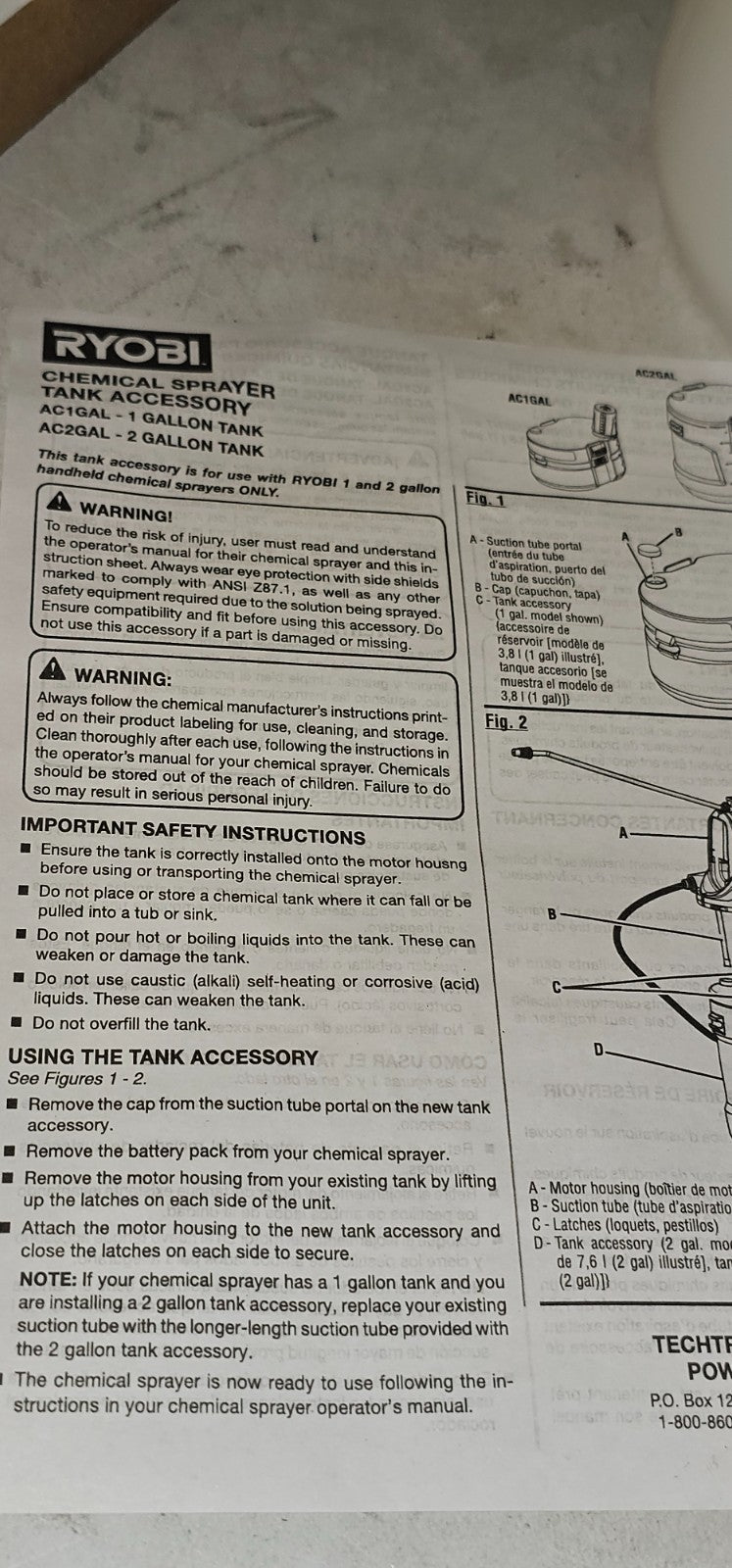 RYOBI ONE+ 18V Chemical Sprayer 1 Gal. Replacement Tank5
